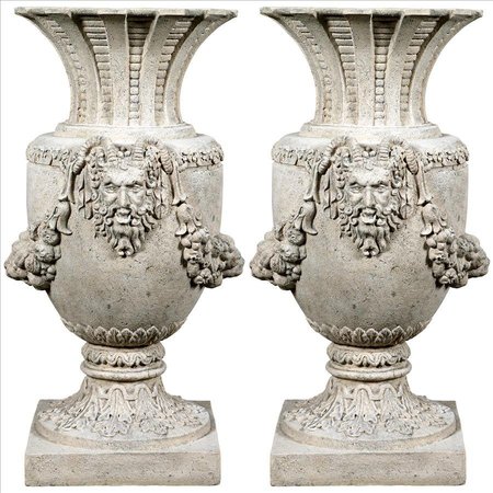 DESIGN TOSCANO The Greek Pan of Olympus Architectural Garden Urns: Set of Two NE9210151